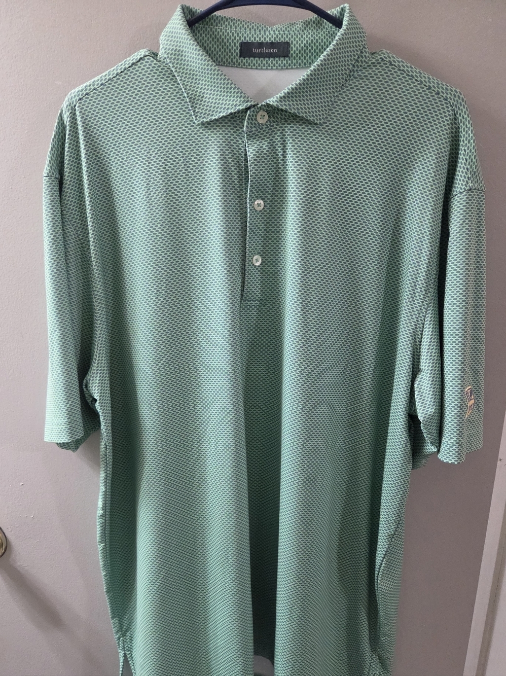 Turtleson Performance Golf Polo Shirt - Mint Green. TCC Logo On Sleeve. Sz XL